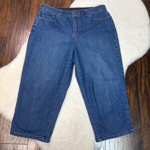 Christopher & Banks Crop Jeans 10 Medium Wash Elastic Waist Stretch High-Rise